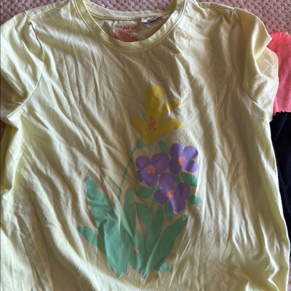 Cat & Jack Yellow Floral Tee & 2 Pair of Cotton Biker Shorts Bundle - Picture 5 of 5